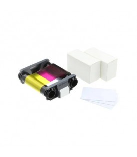 Evolis Badgy CBGP0001C - Pack Consumabili per 100 Stampe  (1 Nastro a Colore & 100 Schede PVC 0,76 mm)