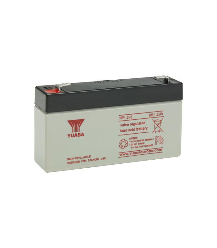 YUASA NP1.2-6 Batteria al Piombo VRLA 6V 1.2Ah (Faston 187 - 4,8mm) - DNL  Trading