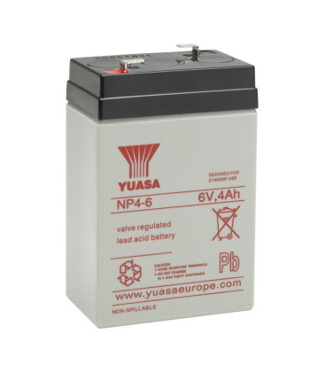 YUASA NP4-6 Batteria al Piombo VRLA 6V 4Ah (Faston 187 - 4,8mm)