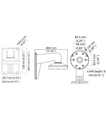 AVTECH AVA23BK-WBKT Wall-Mount Bracket for Dome Cameras