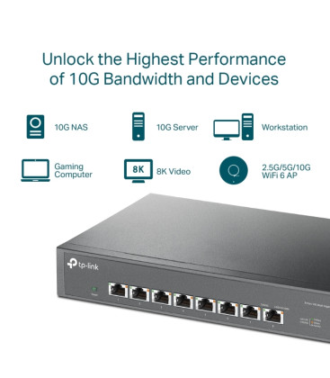 TP-Link TL-SX1008 8-Port 10G Multi-Gigabit Unmanaged Desktop/Rackmount Switch