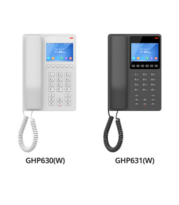 Grandstream GHP630 2-Lines 2 SIP Accounts Compact Hotel IP Phone with Color LCD - White