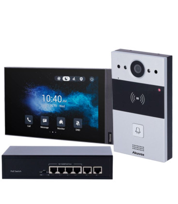 Akuvox IP Video Intercom Kit R20A / S563 & Switch PoE 6 Porte