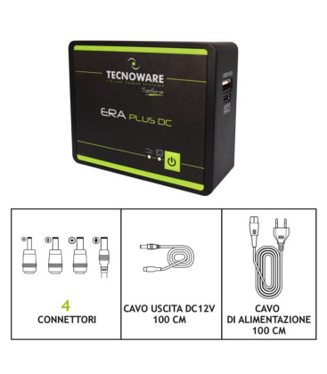 Tecnoware UPS ERA PLUS  DC -  USB 5VDC 2A, USB-C OUTPUT 5V/9V/12V/15V/20V Together ON - UPS DC 25W