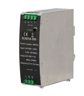 Alimentatore a Commutazione DIN - Ingresso AC 100-240V 50/60 Hz 3A - Uscita DC 48V 5A / 240W