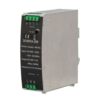 Alimentatore a Commutazione DIN - Ingresso AC 100-240V 50/60 Hz 3A - Uscita DC 48V 5A / 240W