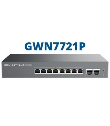 Grandstream GWN7721P 10 Port Layer 2 Lite Managed Network Switch with 8 x 2.5G PoE Ports & 2 SFP+ Ports