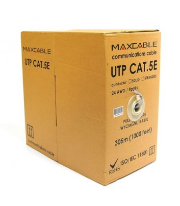 MAXCABLE Cavo Rete Cat.5E UTP CU Pure Copper Interno 305m Grigio